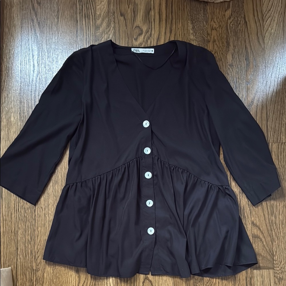 Zara Long Black Blouse / Tunic